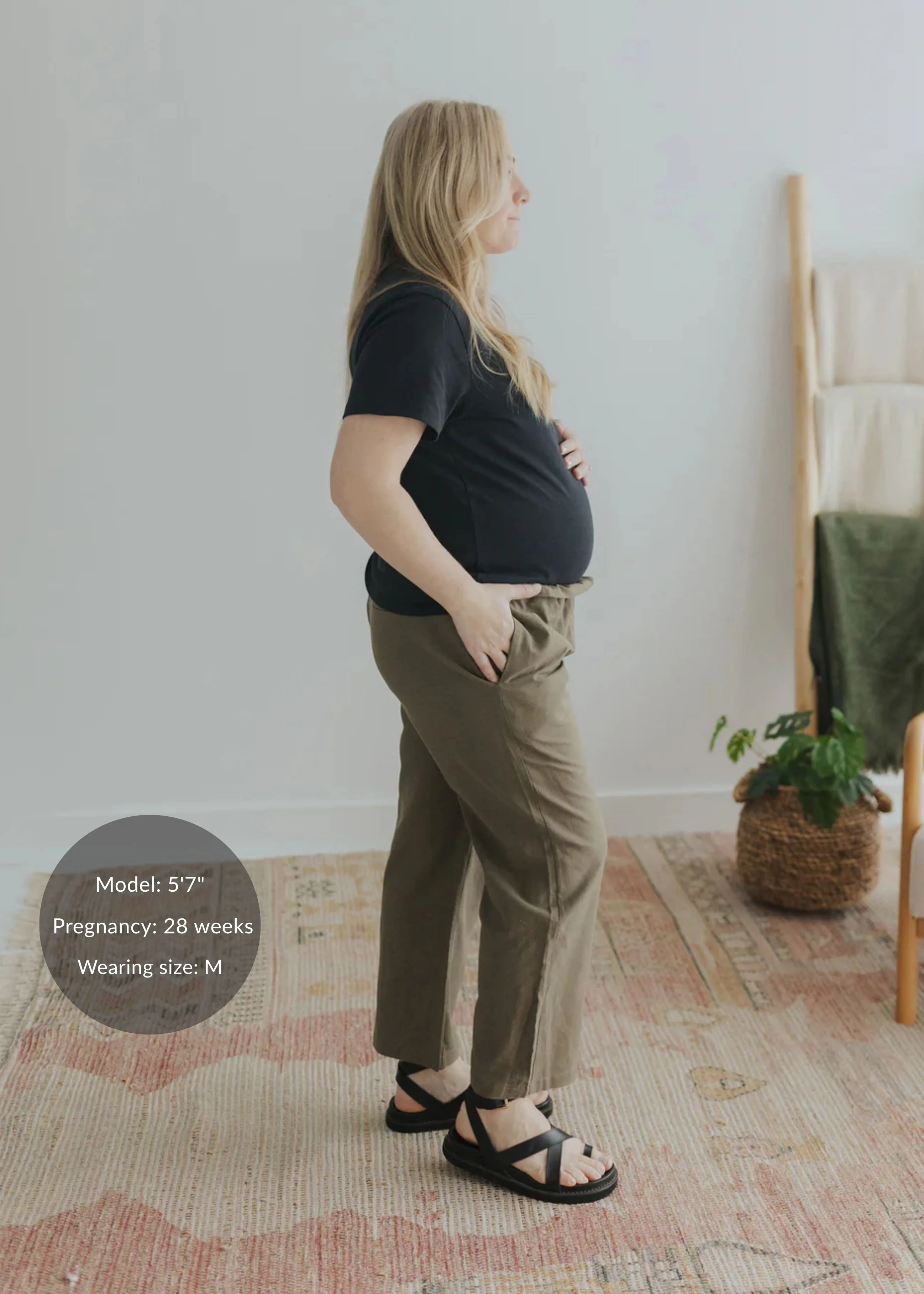 Adjustable Side Drawstring Pant in Cotton/Linen - Image 3