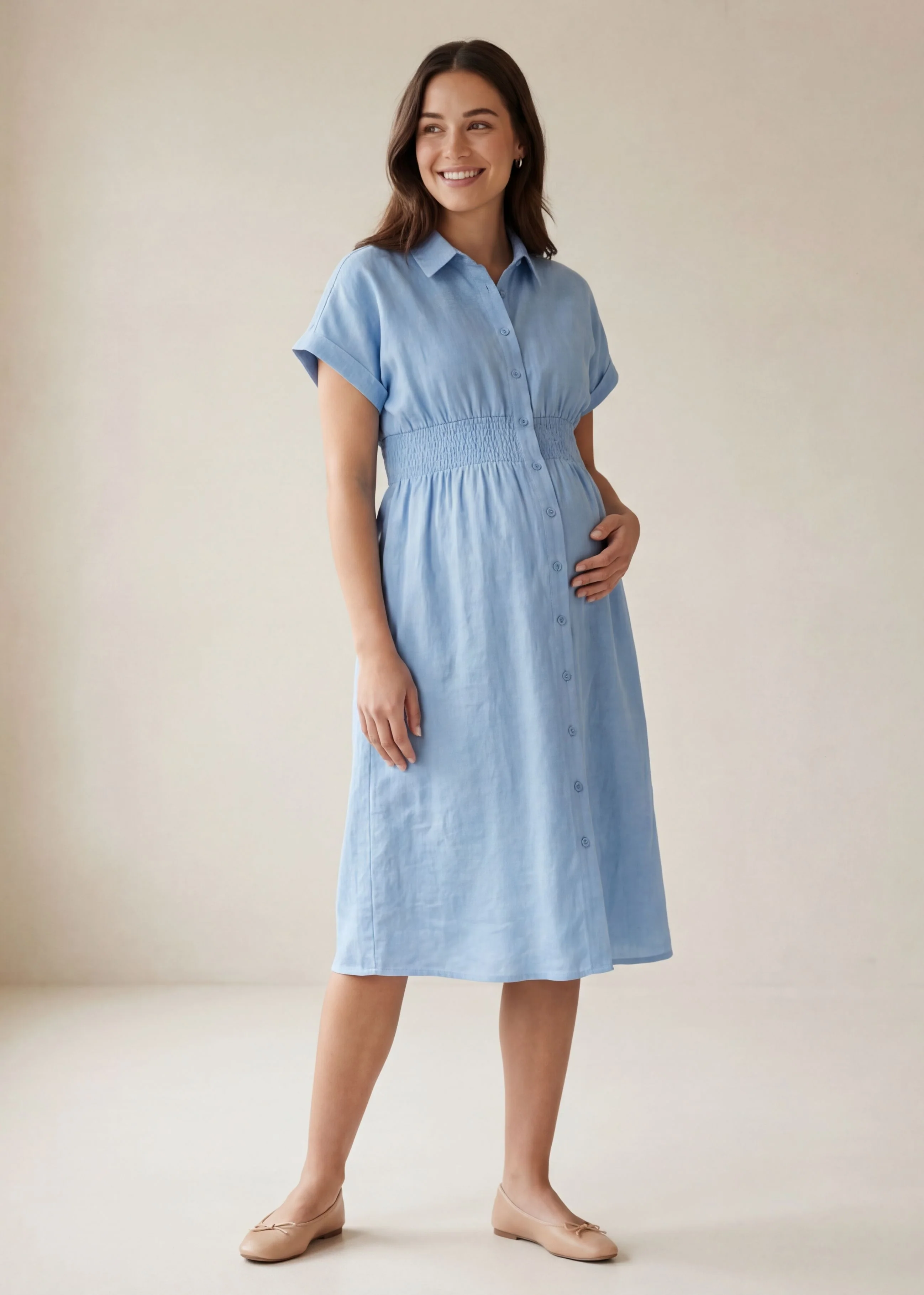 Sarah Shirt Dress in Cotton Poplin - Image 9