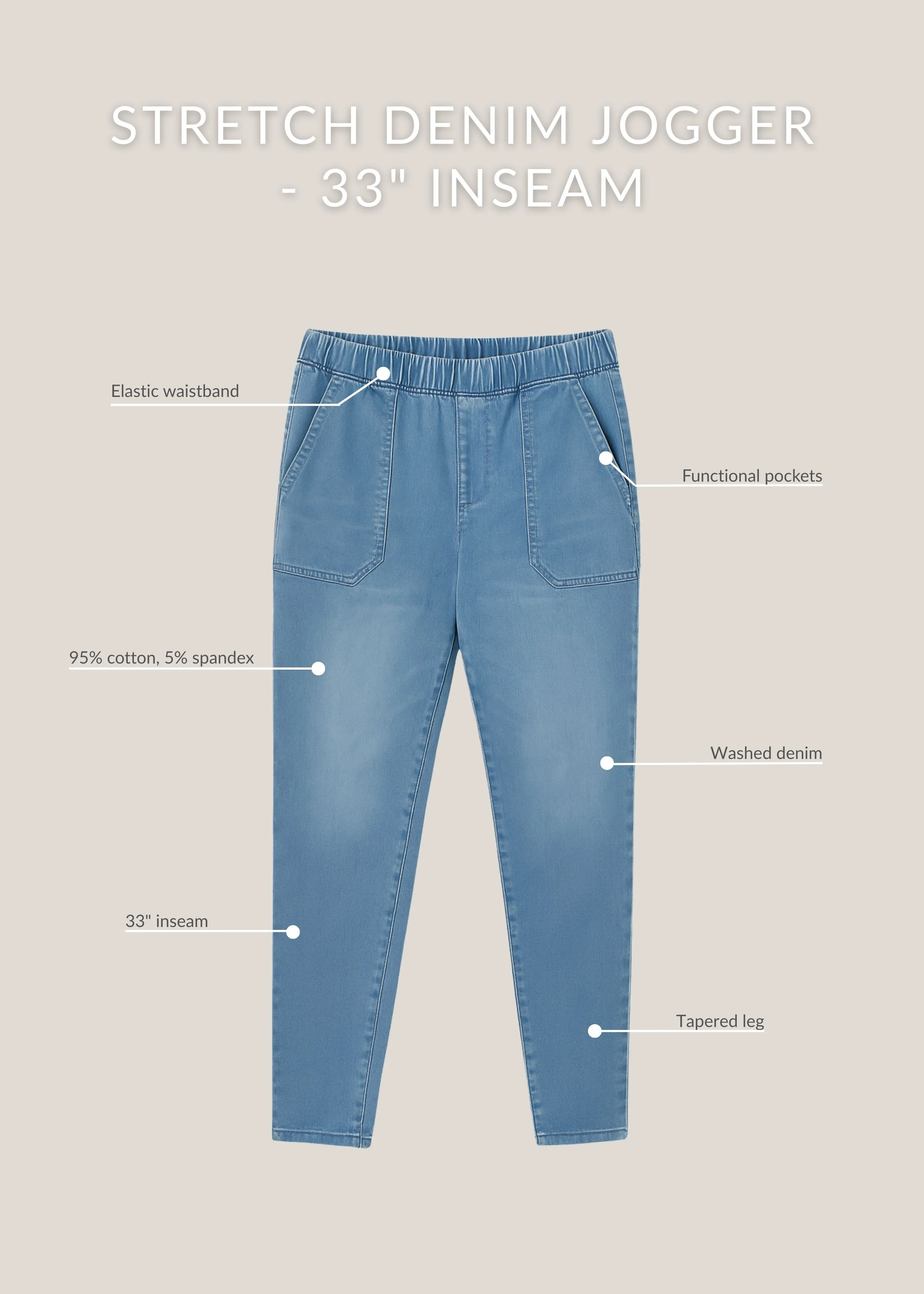 Stretch Jogger in Denim - Image 8
