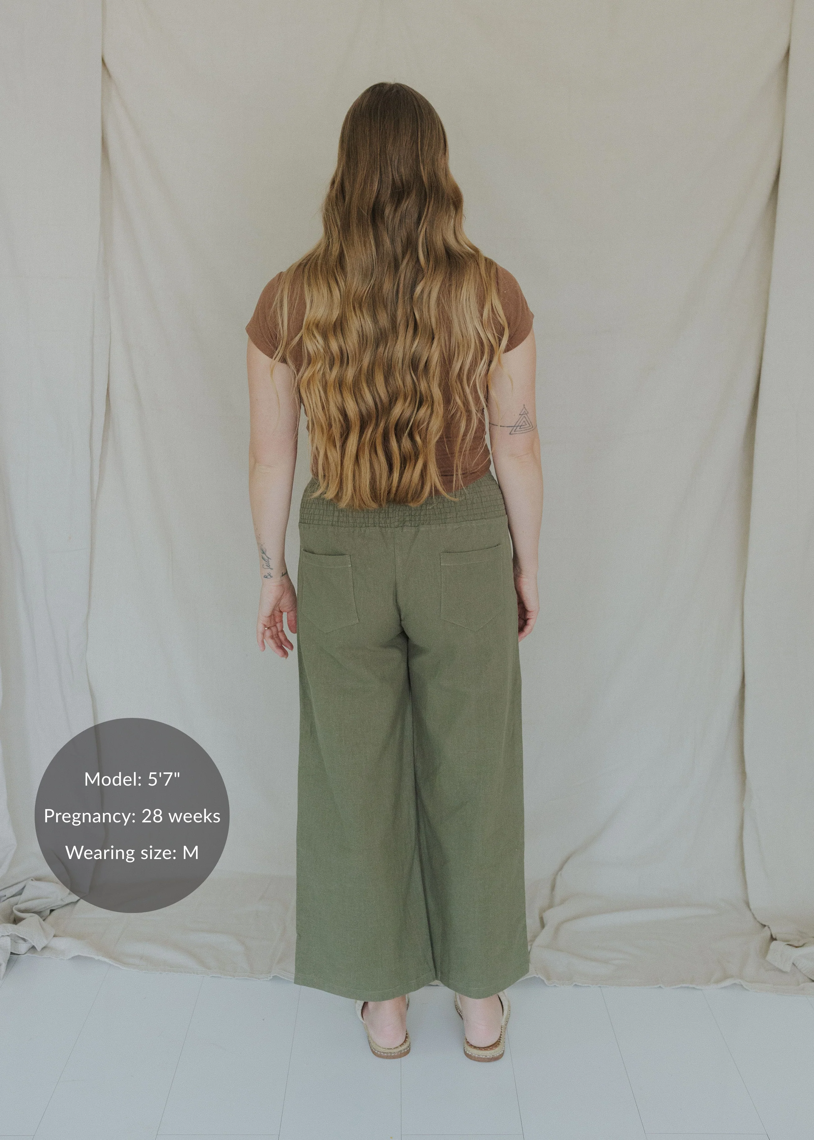 Wide Leg Everyday Transitional Smocked Linen Pant - Image 3